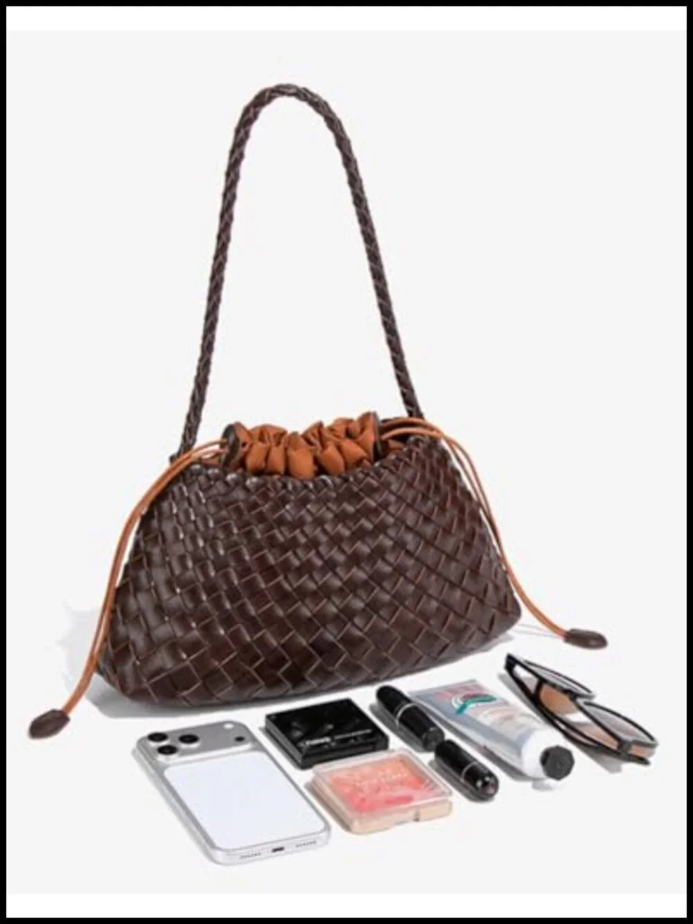 2 Pcs Slouchy Woven PU Leather Hobo Bags Underarm Crossbody Summer Beach Travel